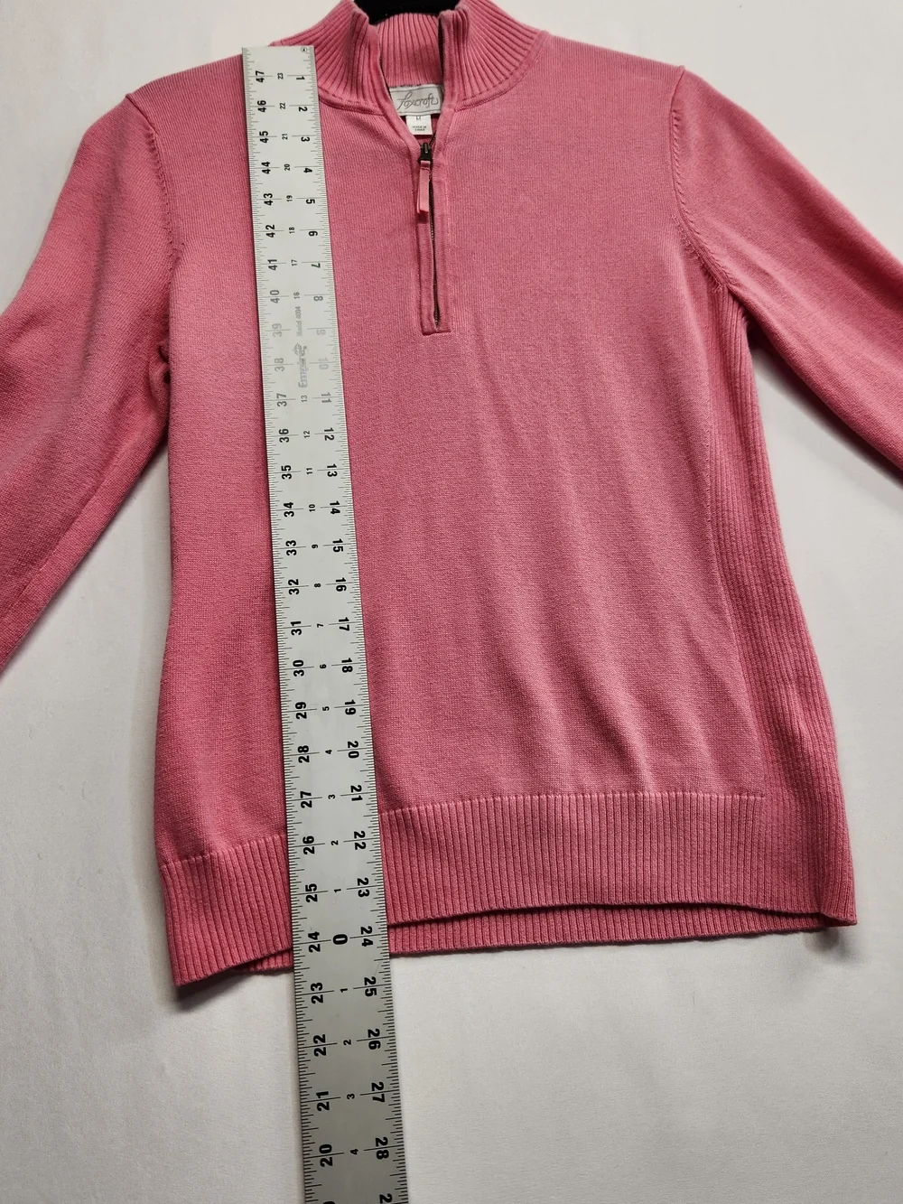 ⭐️Foxcroft Pink 100% Supima Cotton Quarter Zip Sweater Pullover Classic Knit Med